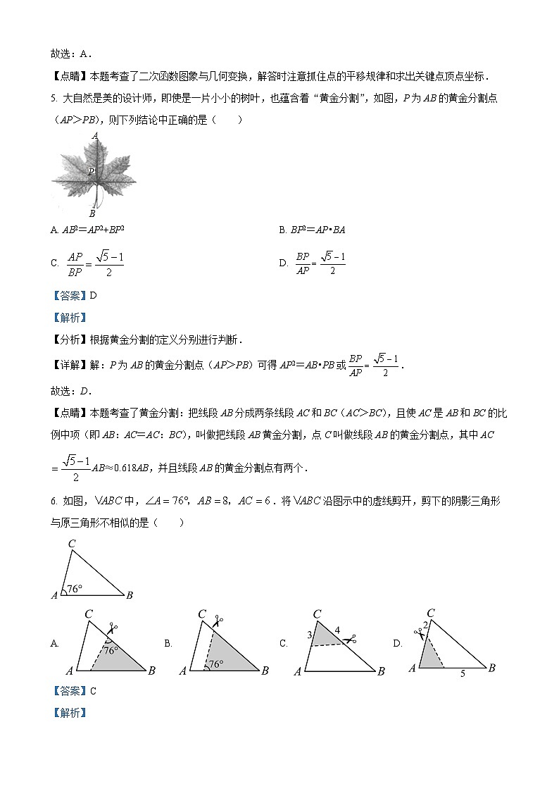 浙江省金华市婺城区湖海塘中学2023-2024学年九年级上学期9月月考数学试题03