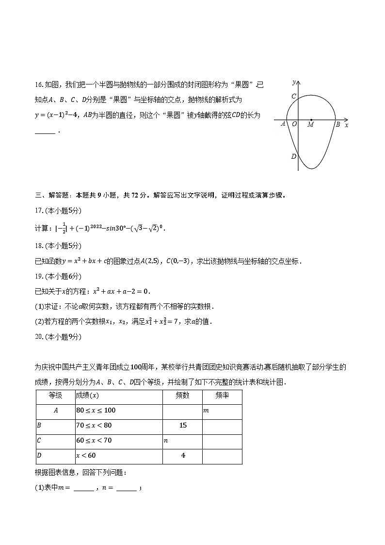 2022-2023学年湖北省十堰市房县九年级（上）期末数学试卷（含解析）03