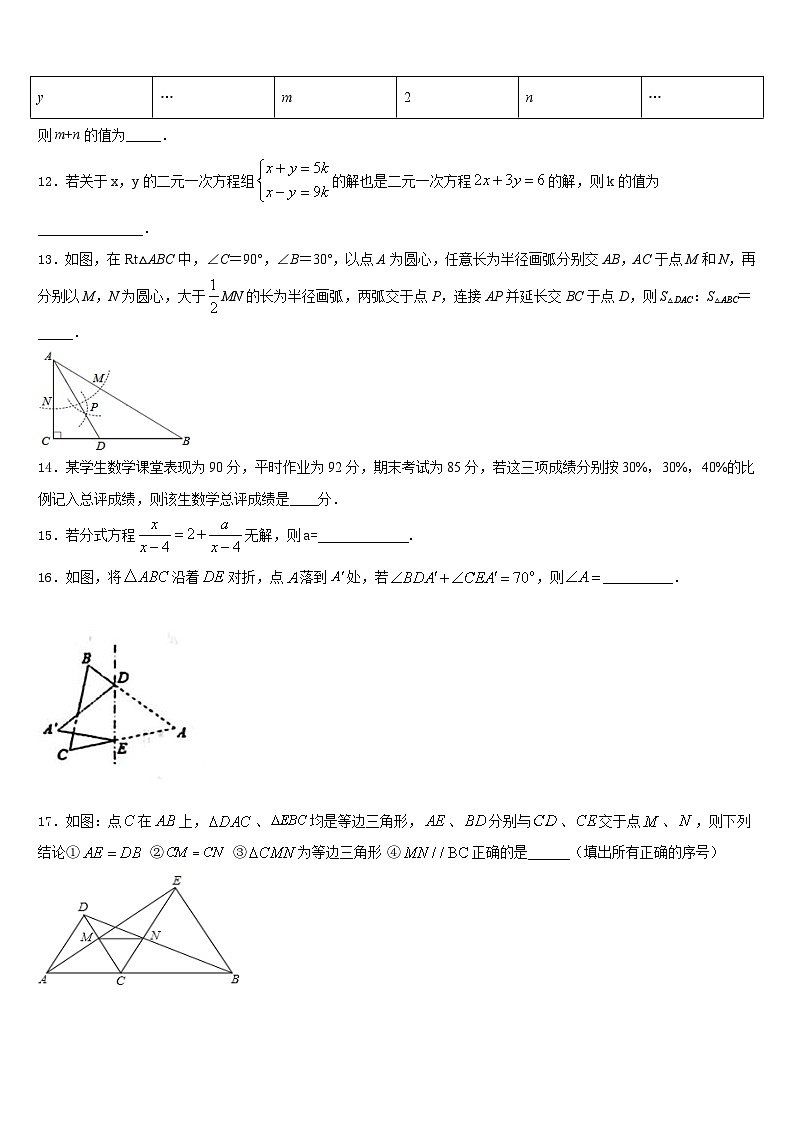 2023-2024学年吉林省白城地区大安县八上数学期末调研试题含答案03