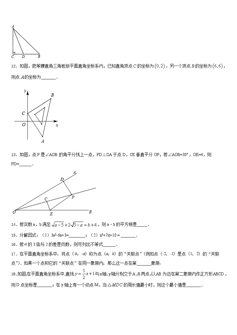 2023-2024学年四川省成都市川师大附中八年级数学第一学期期末学业质量监测试题含答案03