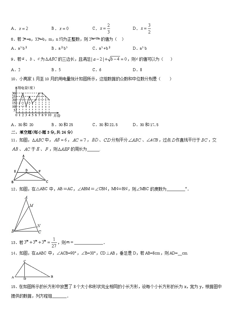 2023-2024学年宁夏大附中八上数学期末教学质量检测试题含答案第2页