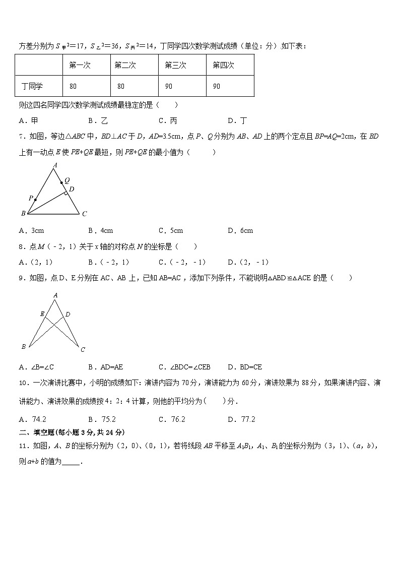 2023-2024学年宁夏石嘴山市第十五中学数学八上期末质量检测模拟试题含答案第2页