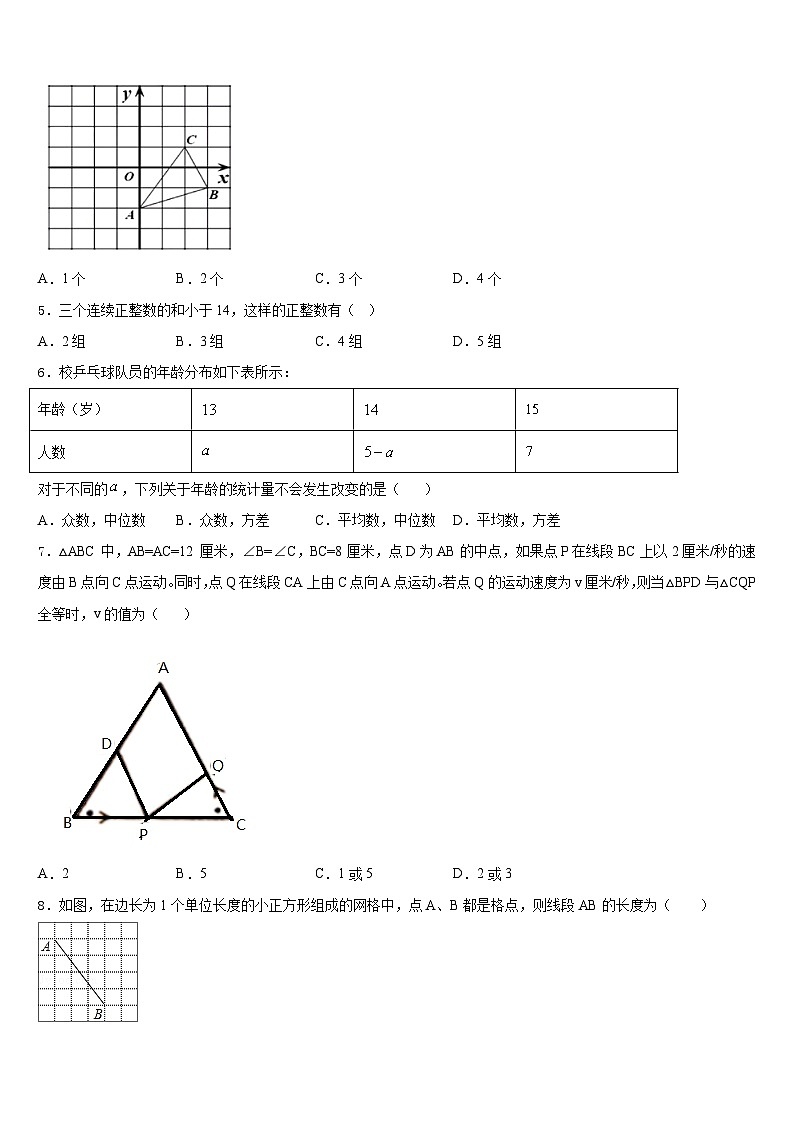 2023-2024学年宁夏银川市唐徕回民中学八上数学期末联考模拟试题含答案02