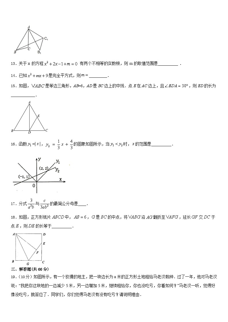 2023-2024学年宁夏吴忠市红寺堡二中学第一期期八年级数学第一学期期末检测试题含答案第3页