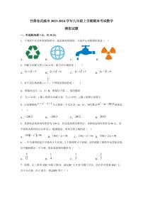 甘肃省武威市2023-2024学年九年级上学期期末考试数学模拟试题（含答案）