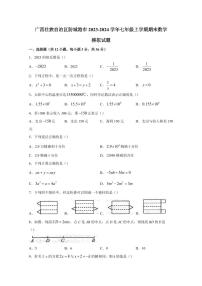 广西壮族自治区防城港市2023-2024学年七年级上学期期末数学模拟试题（含答案）