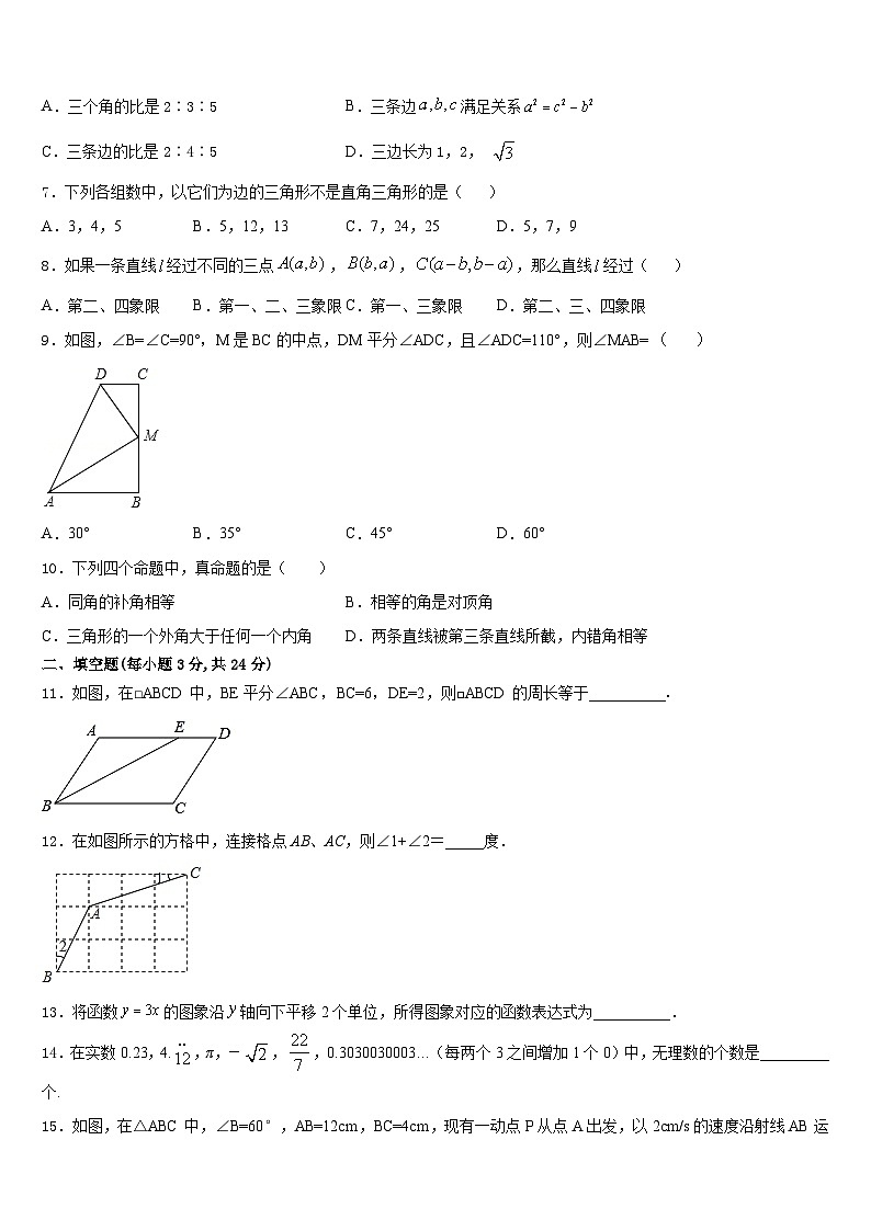 2023-2024学年安徽省铜陵市枞阳县八上数学期末达标测试试题含答案第2页