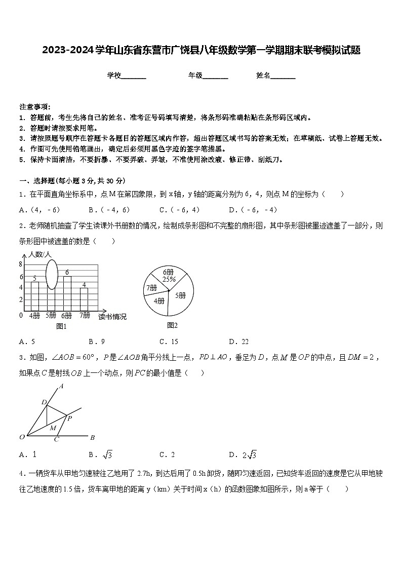 2023-2024学年山东省东营市广饶县八年级数学第一学期期末联考模拟试题含答案第1页