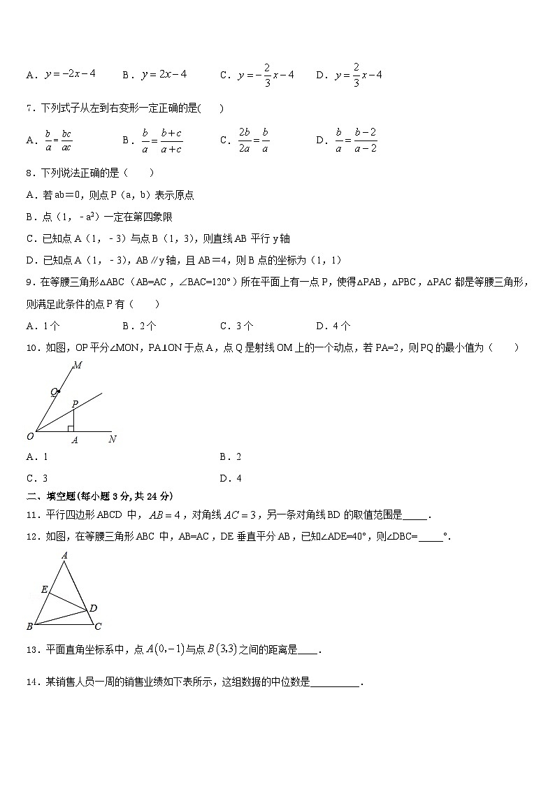 2023-2024学年山东日照明望台中学八上数学期末统考试题含答案第2页