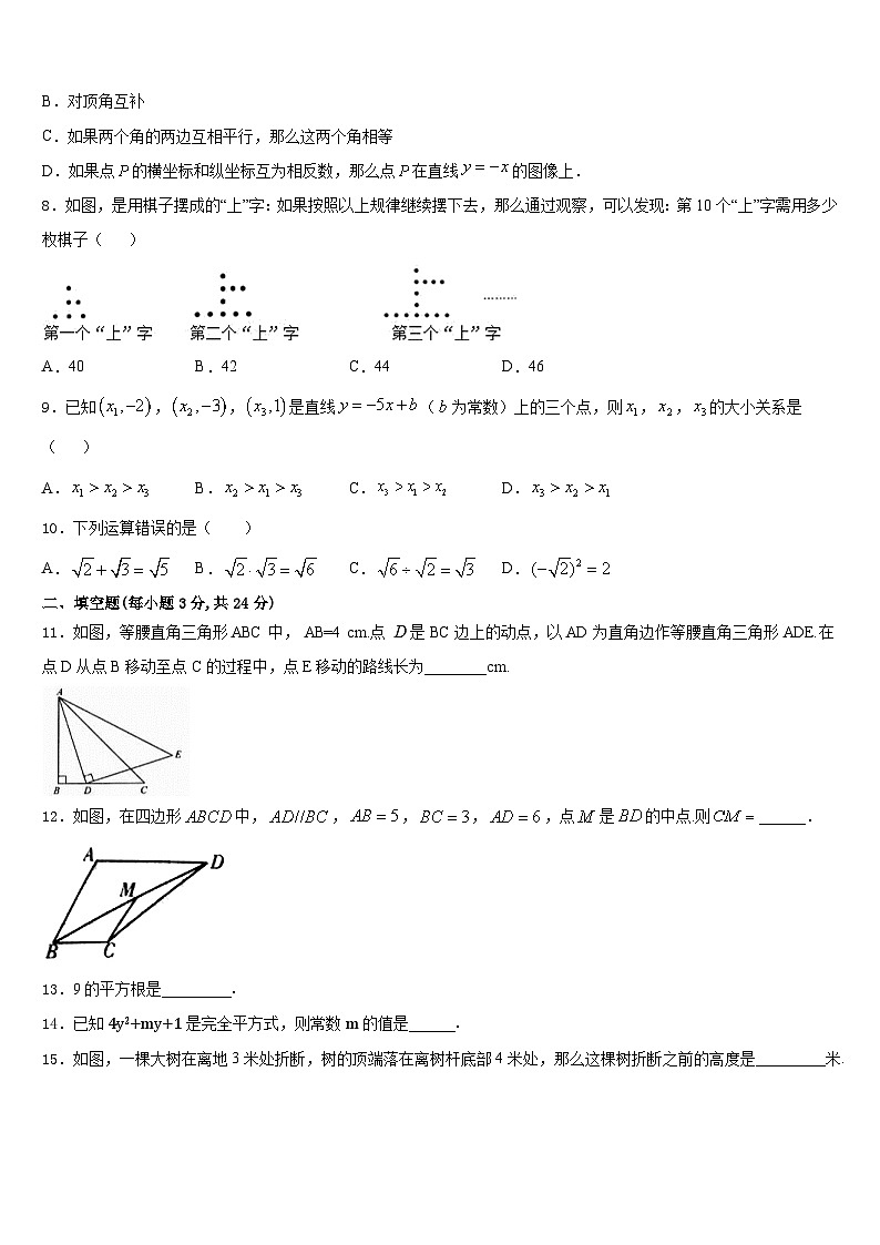 2023-2024学年山东省德州地区数学八年级第一学期期末复习检测试题含答案02