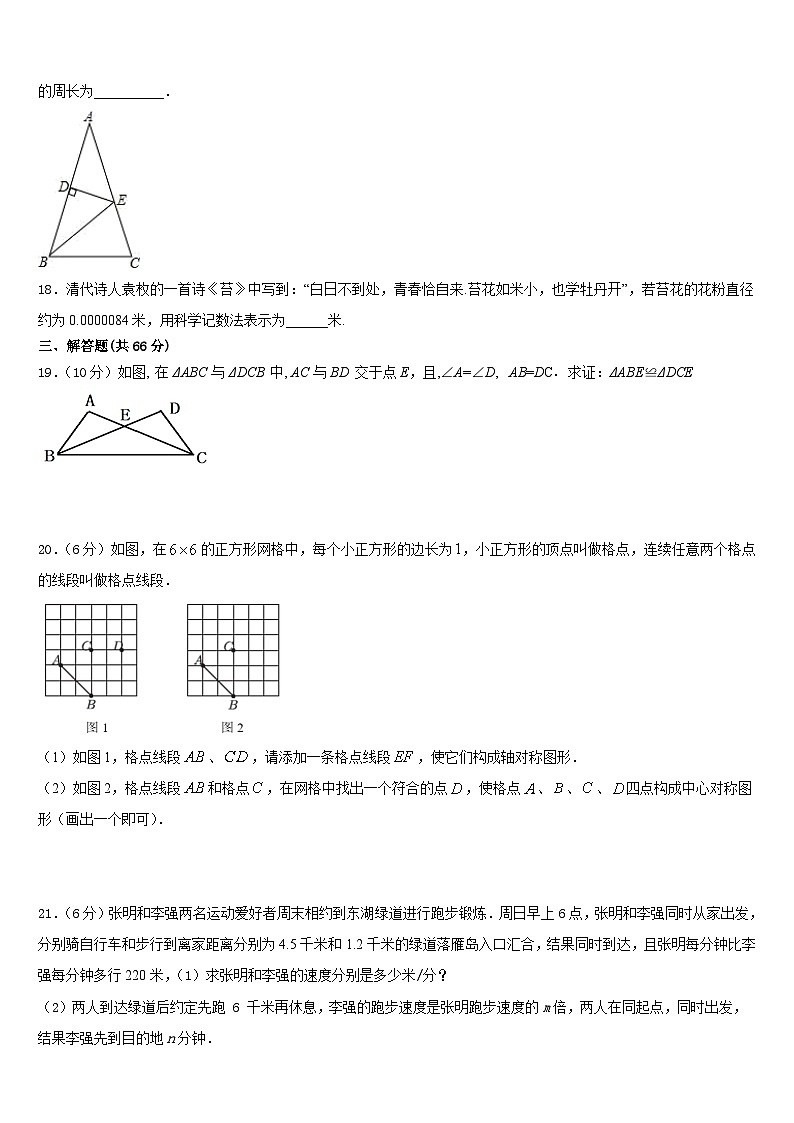 2023-2024学年山东省枣庄市峄城区数学八年级第一学期期末考试试题含答案03