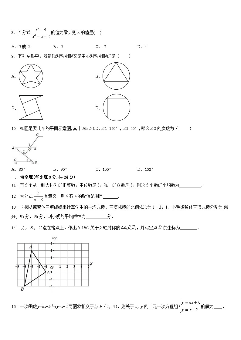 2023-2024学年山西省汾阳市数学八上期末调研试题含答案第2页