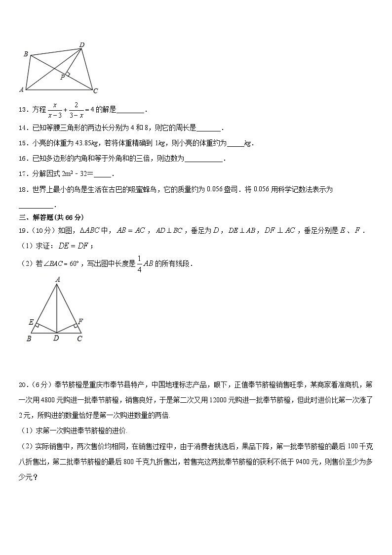 2023-2024学年广东省江门市台山市八上数学期末检测试题含答案第3页
