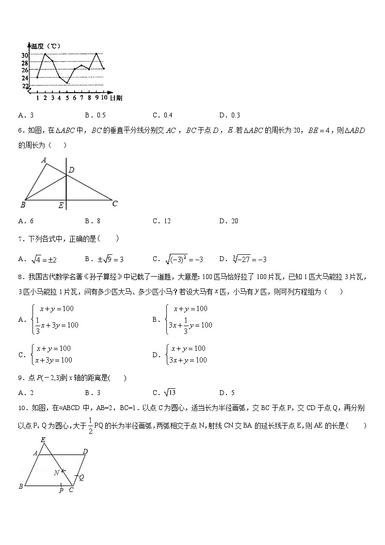 2023-2024学年广东省揭阳市名校八上数学期末联考模拟试题含答案02