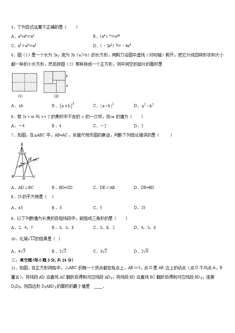 2023-2024学年广东省阳江市江城区八上数学期末考试模拟试题含答案02