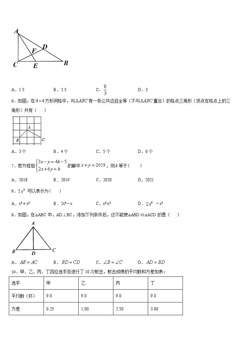 2023-2024学年揭阳市榕城区八上数学期末检测模拟试题含答案02