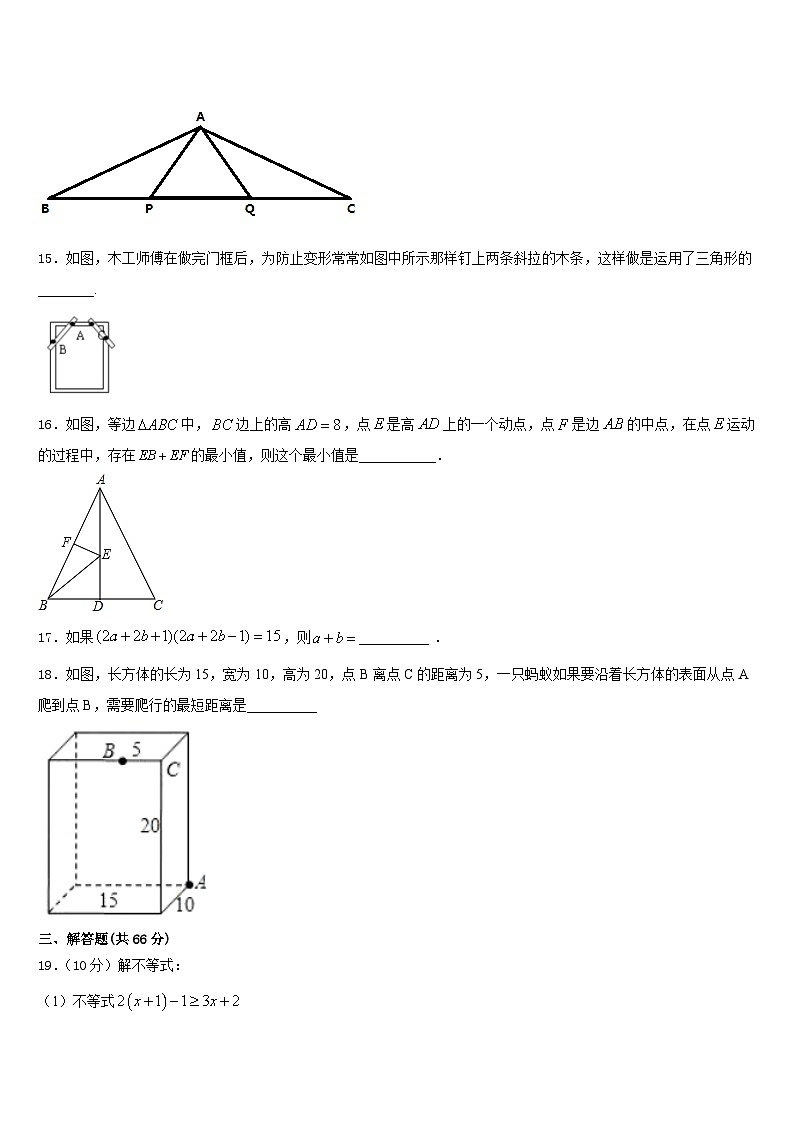 2023-2024学年江汉区部分学校八年级数学第一学期期末达标检测模拟试题含答案03