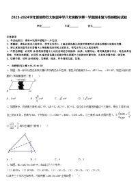 2023-2024学年新疆师范大附属中学八年级数学第一学期期末复习检测模拟试题含答案