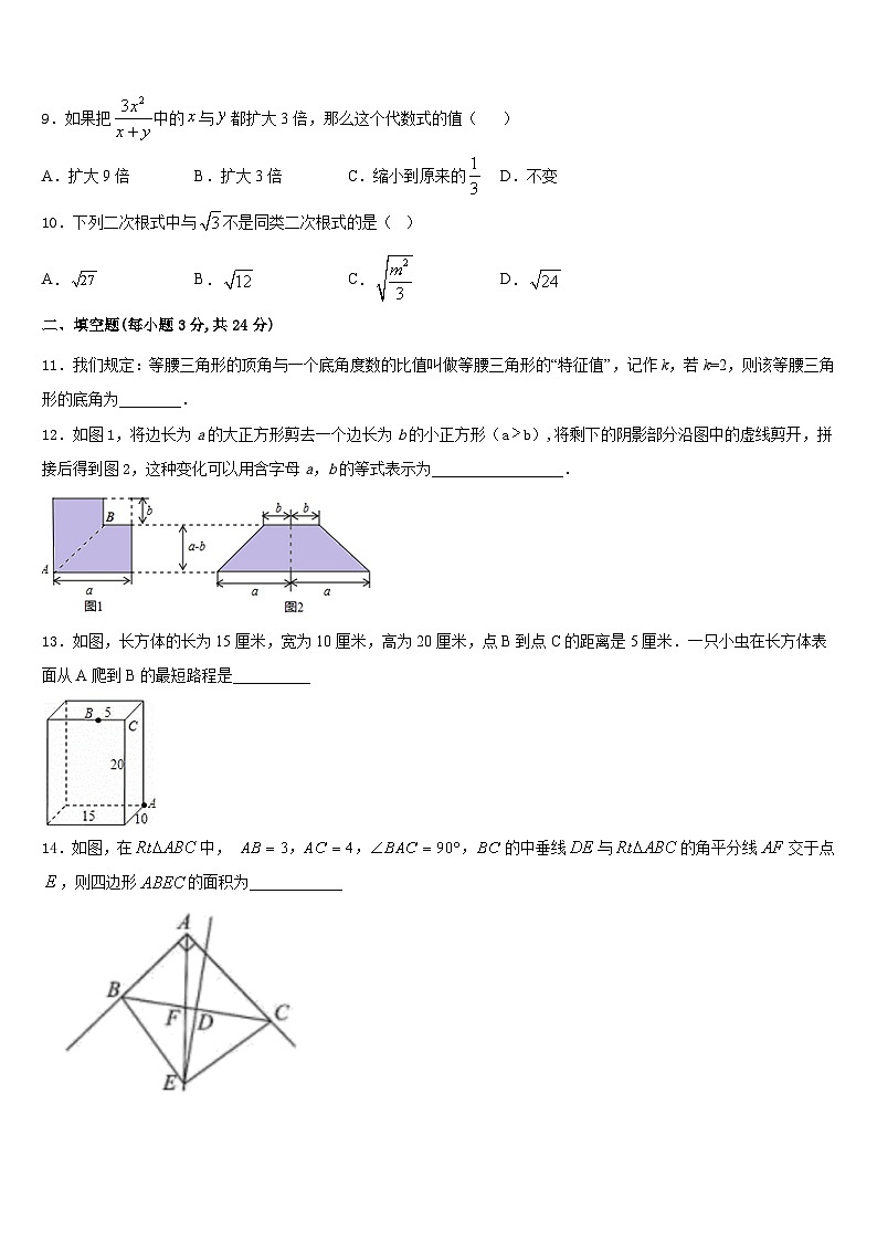 2023-2024学年新疆师范大附属中学八年级数学第一学期期末复习检测模拟试题含答案03