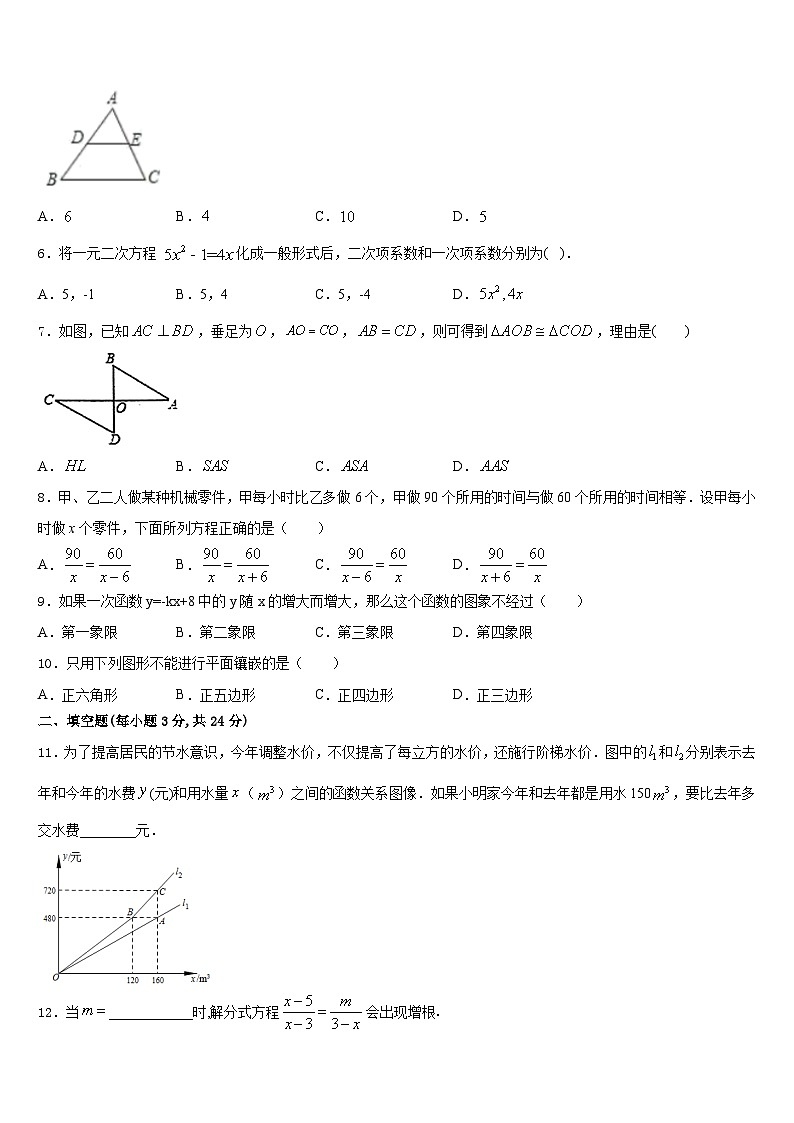 2023-2024学年湖北恩施龙凤民族初级中学数学八上期末综合测试试题含答案02