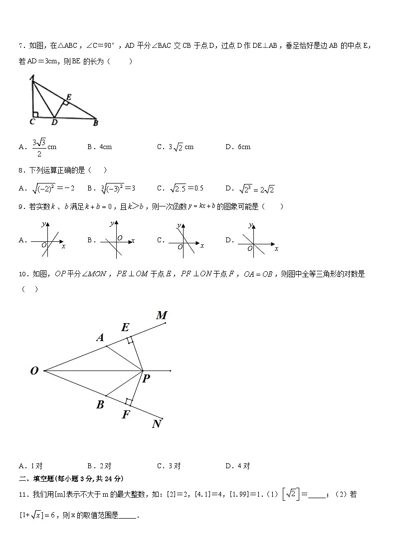 2023-2024学年湖北恩施沙地中学数学八上期末检测模拟试题含答案02
