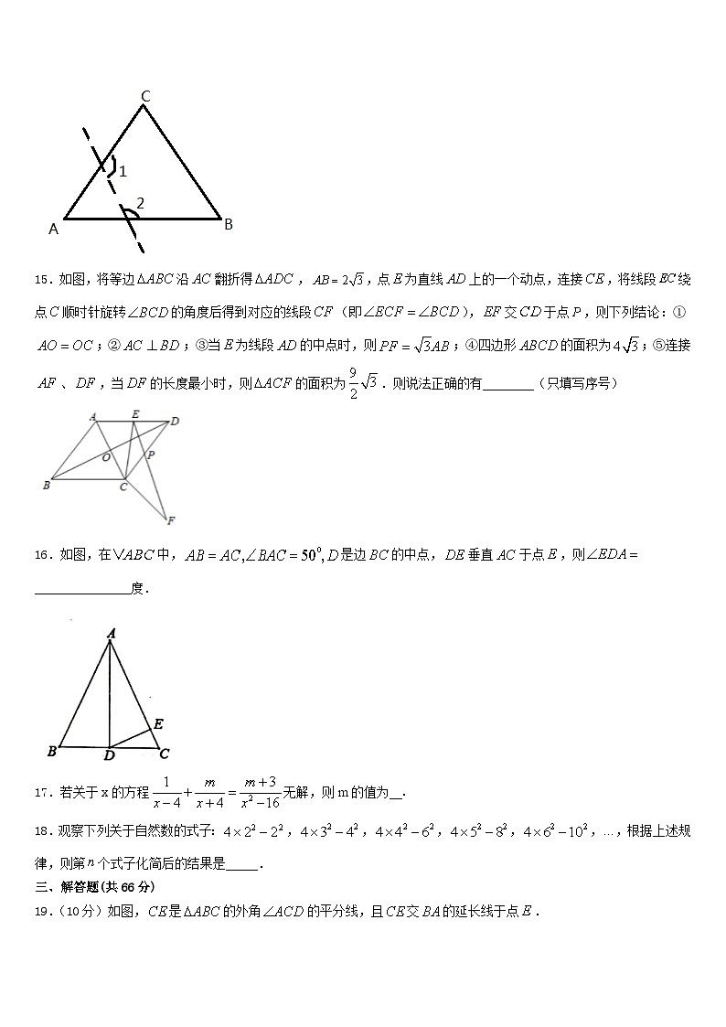 2023-2024学年湖北省黄石市江北中学数学八上期末质量检测模拟试题含答案第3页