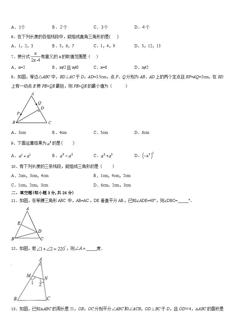 2023-2024学年湖南省岳阳市城区二十四校八上数学期末学业质量监测试题含答案02