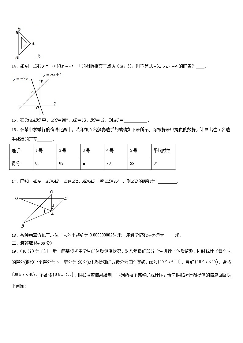 2023-2024学年甘肃省白银市第五中学数学八上期末检测模拟试题含答案03