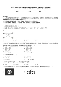 2023-2024学年甘肃省天水市罗玉中学八上数学期末检测试题含答案