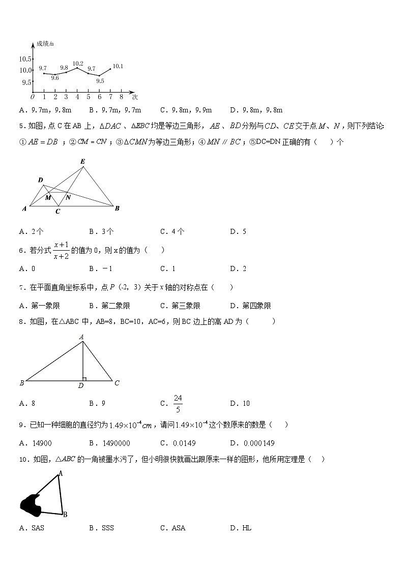 2023-2024学年福建省泉州市泉州实验中学数学八年级第一学期期末监测试题含答案02