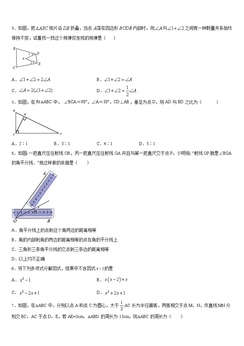 云南师大附中呈贡校区2023-2024学年数学八上期末复习检测试题含答案02