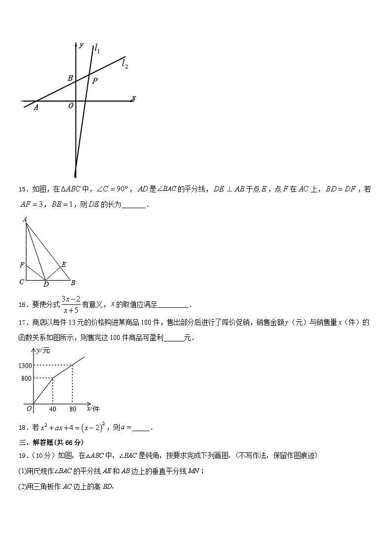 北京师范大附中2023-2024学年八上数学期末达标检测模拟试题含答案第3页