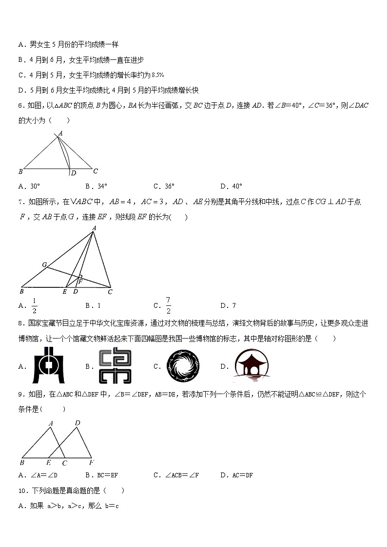 四川省南充市四校联考2023-2024学年八上数学期末综合测试模拟试题含答案02