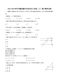 2023-2024学年安徽省滁州市明光市九年级（上）期中数学试卷（含解析）