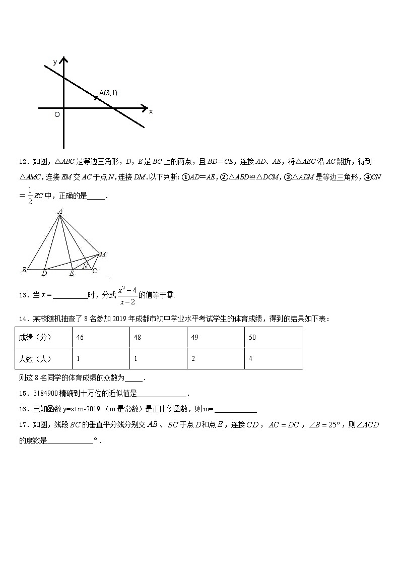 2023-2024学年青岛市高中学段学校数学八年级第一学期期末达标检测模拟试题含答案03