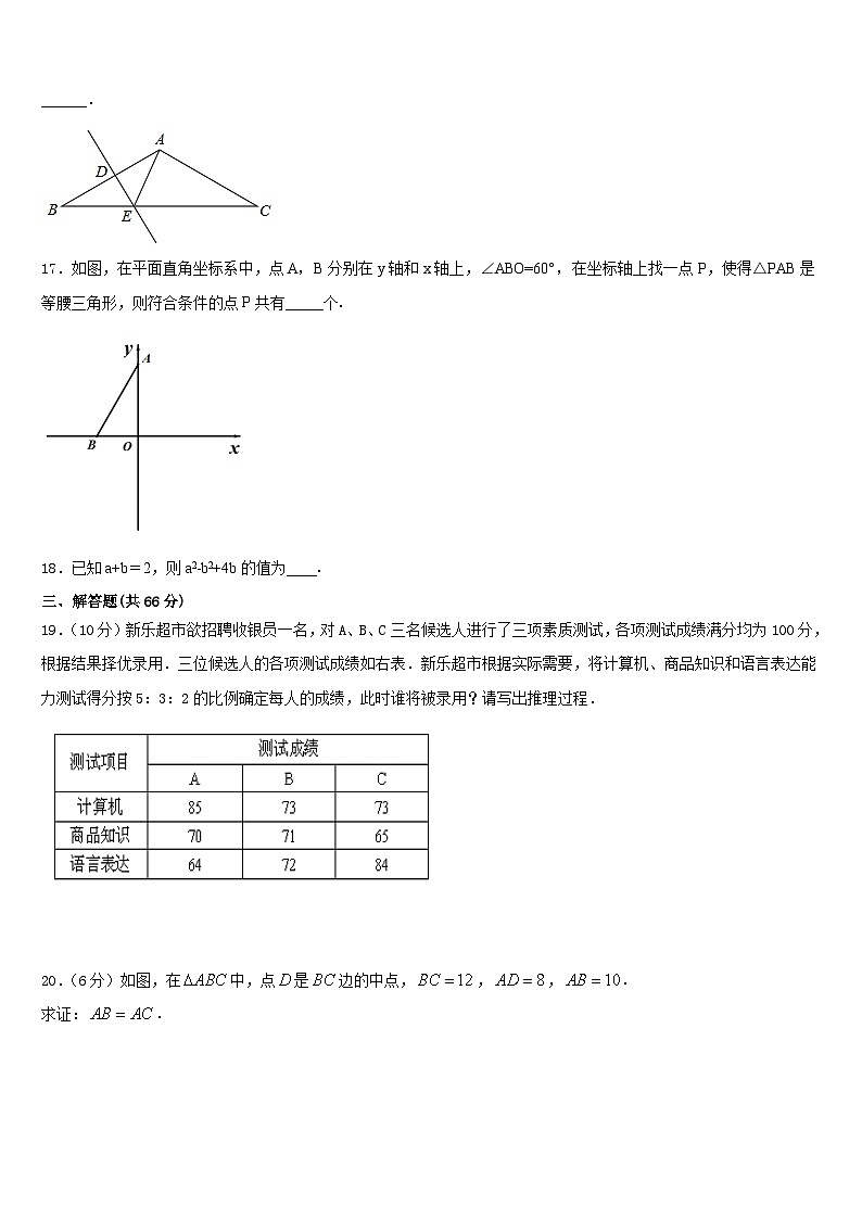 四川省乐山市2023-2024学年八年级数学第一学期期末学业水平测试模拟试题含答案第3页