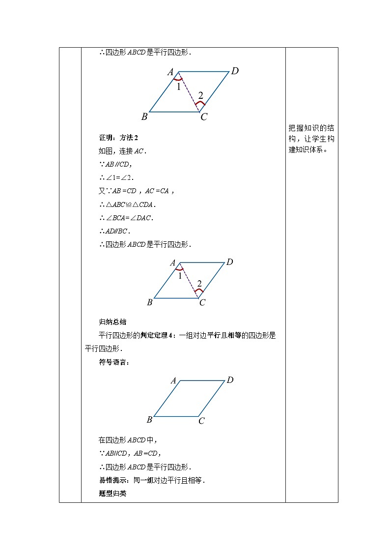 【核心素养】人教版数学八年级下册18.1.2平行四边形的判定(第2课时) 课件PPT+教案+随堂检测+课后练习03