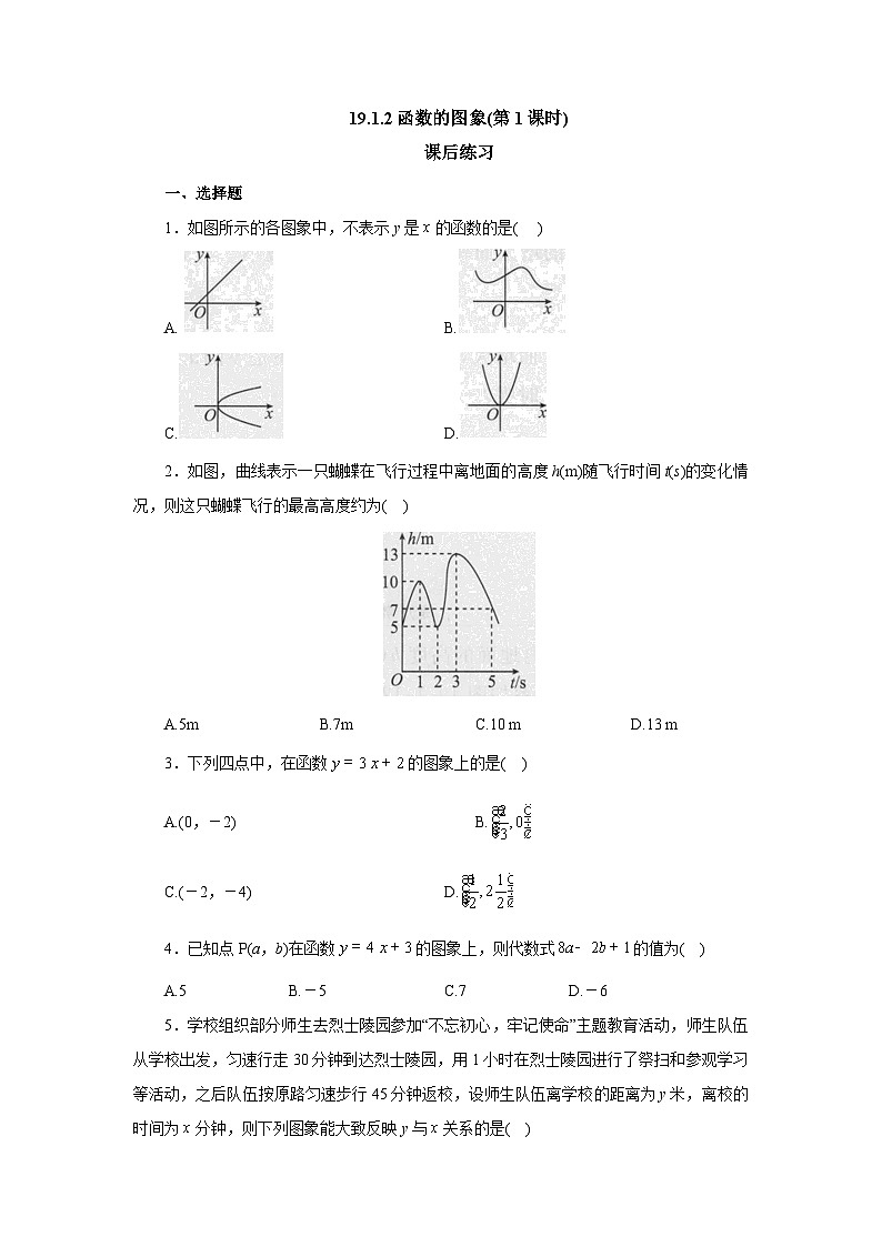 【核心素养】人教版数学八年级下册19.1.2函数的图象(第1课时) 课件PPT+教案+随堂检测+课后练习01