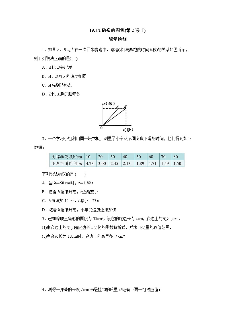 【核心素养】人教版数学八年级下册19.1.2函数的图象(第2课时) 课件PPT+教案+随堂检测+课后练习01