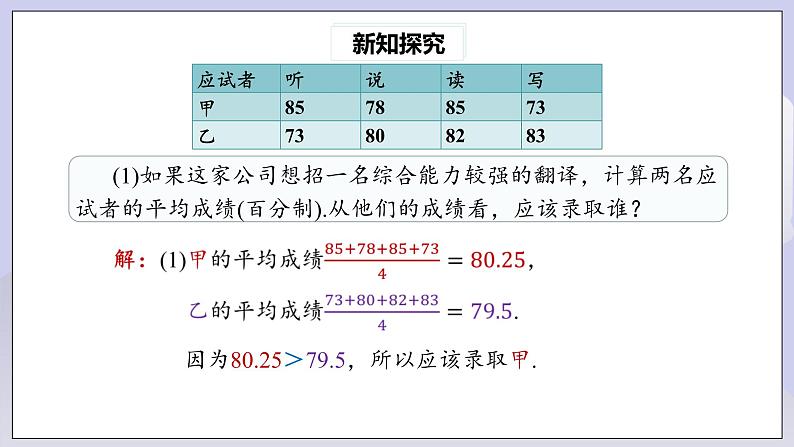 【核心素养】八年级下册20.1.1平均数(第1课时)  课件第8页