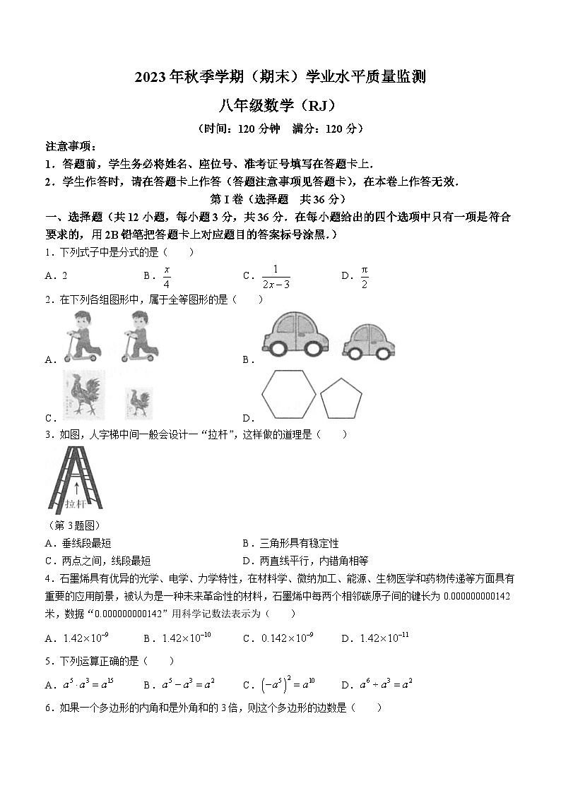 广西壮族自治区河池市凤山县2023-2024学年八年级上学期期末数学试题01
