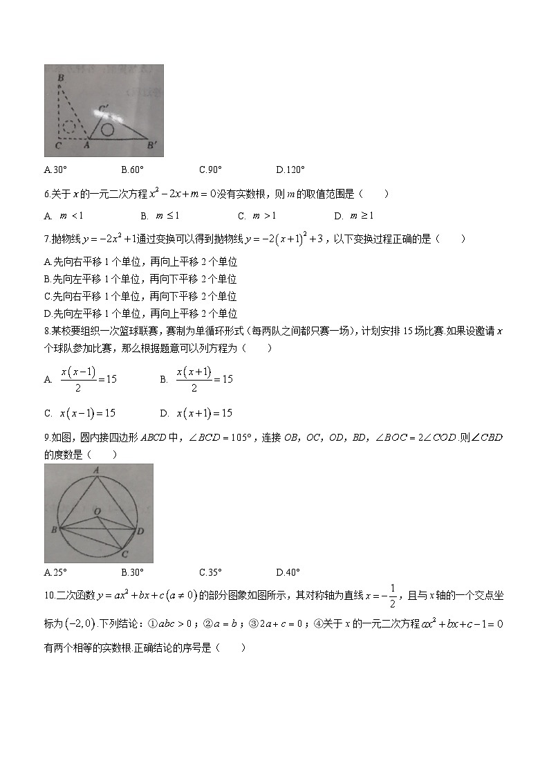 辽宁省抚顺市新宾满族自治县2023-2024学年九年级上学期期末数学试题第2页