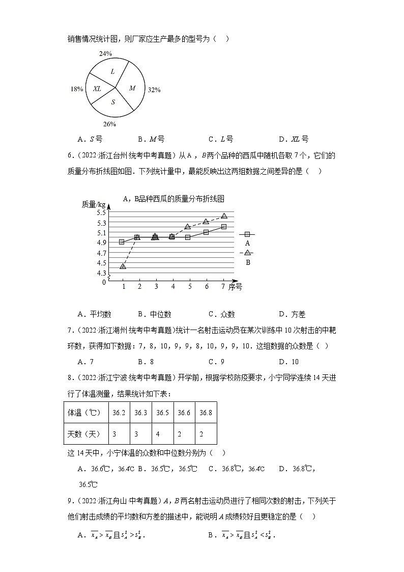 第3章数据分析初步（浙教版-中考真题精选）-浙江省2023-2024学年八年级上学期数学同步培优单第2页