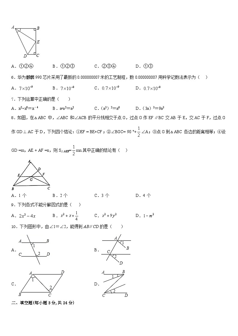 四川省眉山市仁寿县2023-2024学年八年级数学第一学期期末考试模拟试题含答案第2页