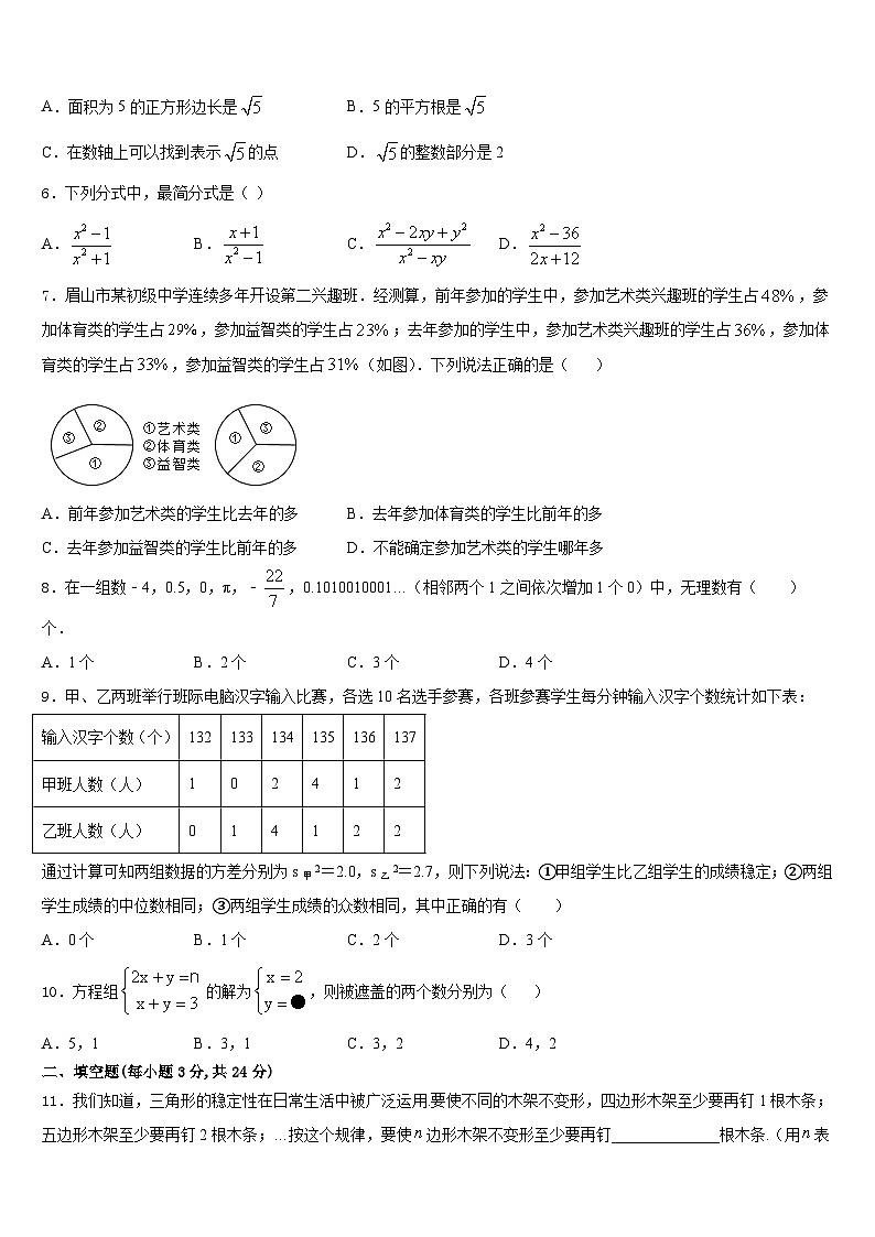 安徽省宿州地区2023-2024学年八年级数学第一学期期末教学质量检测试题含答案第2页