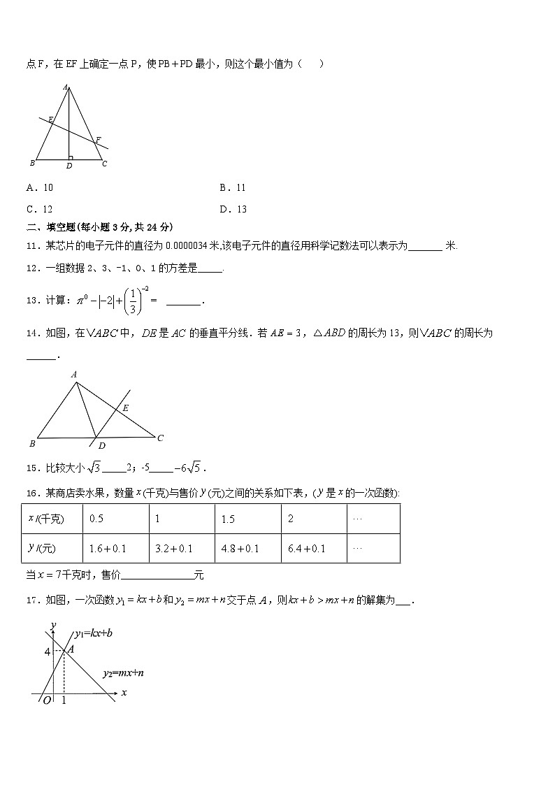 安徽省豪州市利辛第二中学2023-2024学年八上数学期末复习检测试题含答案03