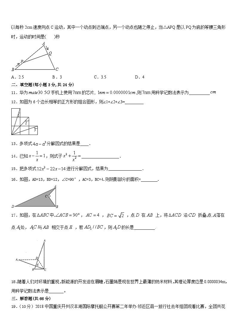 安徽省桐城市2023-2024学年数学八年级第一学期期末检测试题含答案第3页
