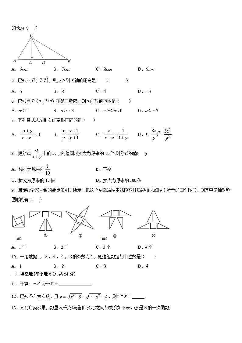 山东省潍坊市寿光世纪学校2023-2024学年数学八年级第一学期期末教学质量检测试题含答案02