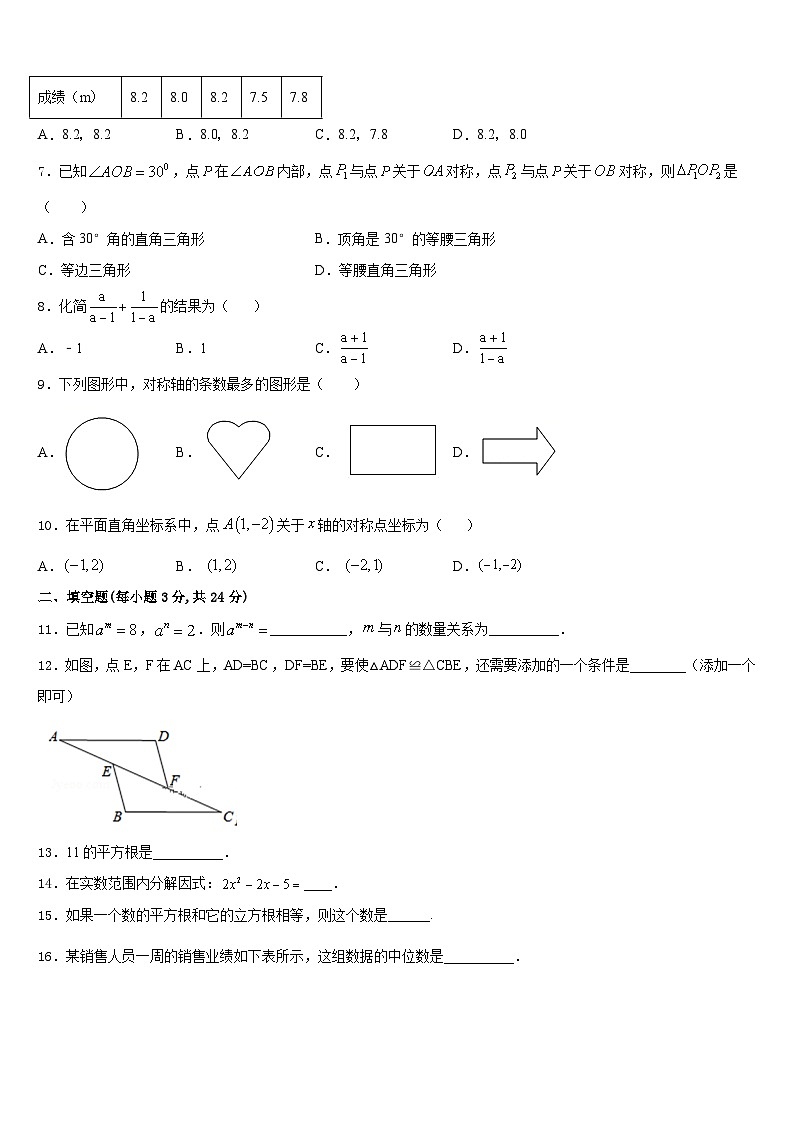 山东省章丘市实验中学2023-2024学年八年级数学第一学期期末达标测试试题含答案第2页