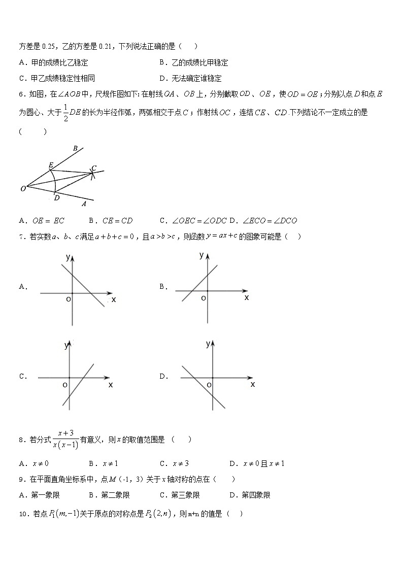 广东省潮州潮安区五校联考2023-2024学年八年级数学第一学期期末考试试题含答案第2页